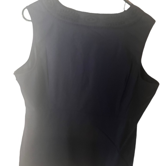 Talbots Navy Cotton Top Zips on Side Embroidered Surplice Sleeveless - Picture 3 of 5